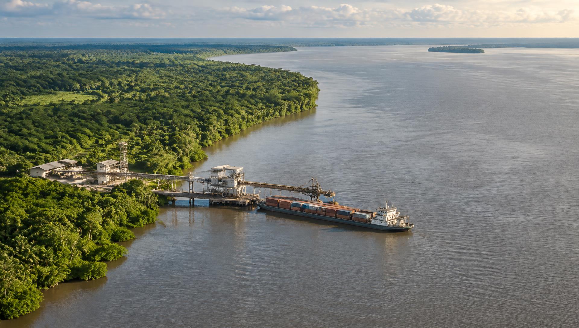 Paisagem fluvial amazônica ilustrativa